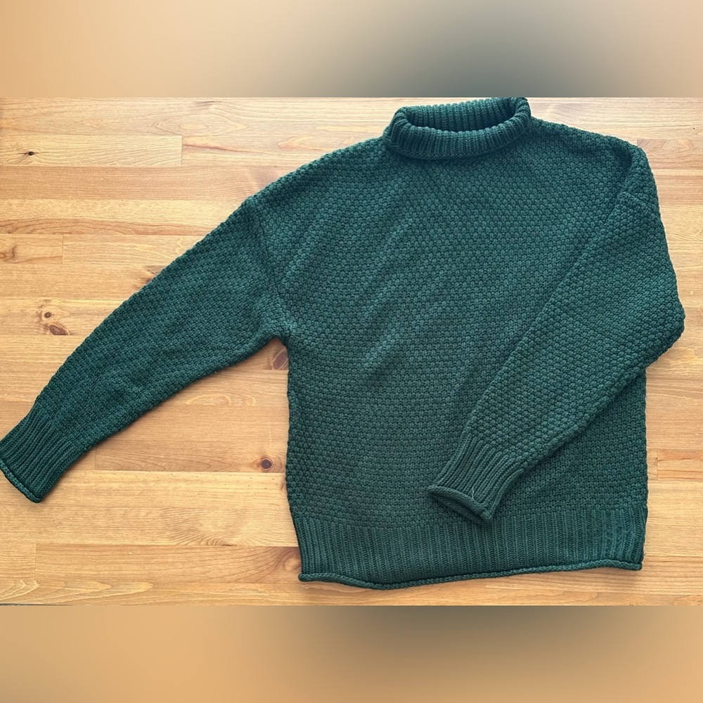 Zesica Turtleneck Chunky Knit Sweater Pullover Loose Oversized Green Size Small